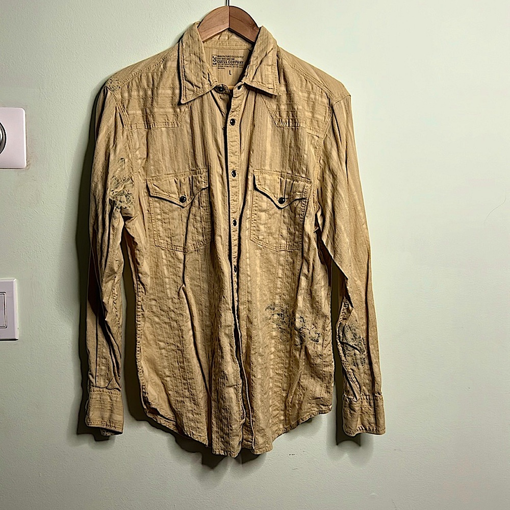 Guess Mens Long Sleeve Button Down Cotton Shirt (made in India)